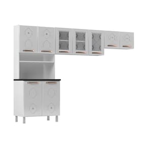 Armário de Cozinha Compacta de Aço 3 Peças para Micro-ondas com Vidros Multimóveis CR20350