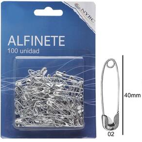 Alfinete Segurança N.2 Prata C/100unid. 6 blisters- Nybc