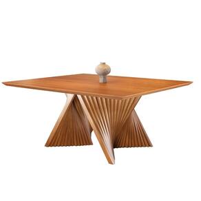 Mesa de Jantar Quadrada Madeira Maciça com Base Torcida 1,50x1,50m - Topázio - Harmonia Salas