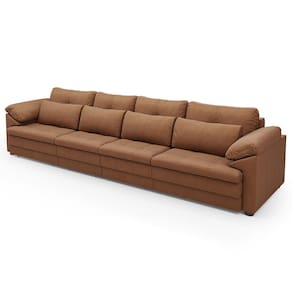 Sofá Retrátil 4 Lugares Para Sala 379cm Dijon Couro Mel S07 - Mpozenato