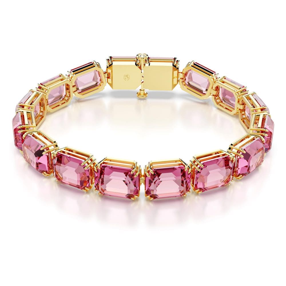 Pulseira Swarovski Millenia rosa com corte octógono e cristais