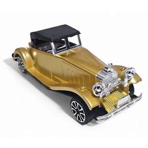 Carrinho Miniatura Antigo Clássico Fricção Colecionável 24cm Dourado Jr0867