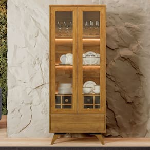 Cristaleira 2 Portas Com LED - Vitrum-Naturale - Mavau Móveis