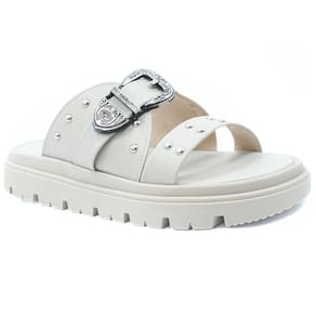 Papete Moleca Plataforma Tratorada Spikes Feminina - Off White