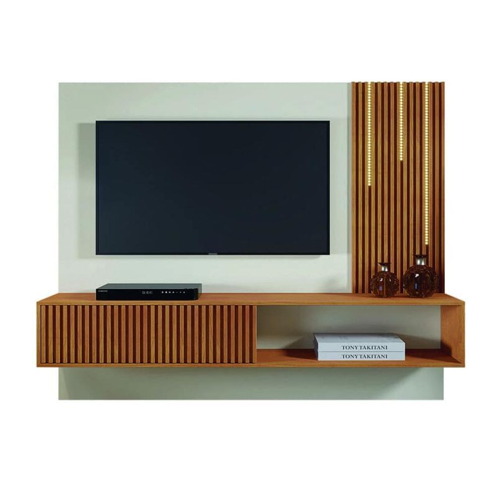 Painel Ripado com LED - Roma-Naturale/Off - Mavau Móveis