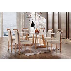 Sala de Jantar Madeira Maciça com 6 Cadeiras 2,20x1,10m - Lívia - Espresso Móveis