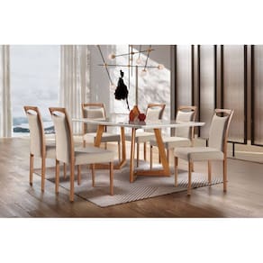 Sala de Jantar Madeira Maciça com 6 Cadeiras 2,20x1,10m - Lívia - Espresso Móveis