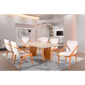 Sala de Jantar Moderna Madeira Maciça 6 Cadeiras 1,60x0,90m - Pérola - Harmonia Salas