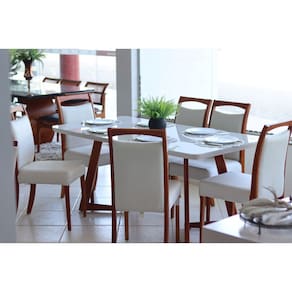 Sala de Jantar Madeira Maciça com 6 Cadeiras 2,20x1,10m - Lívia - Espresso Móveis
