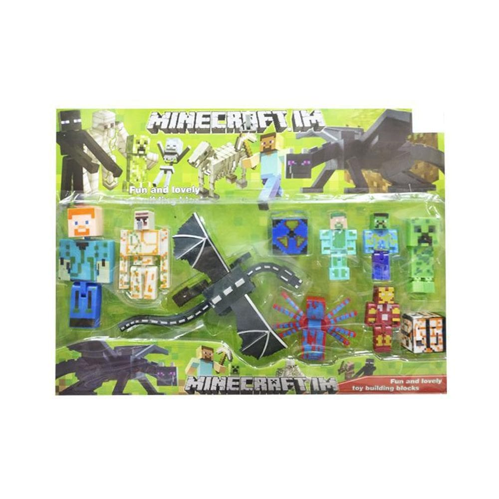 Cartela Bonecos Minecraft E Itens 10 Peças