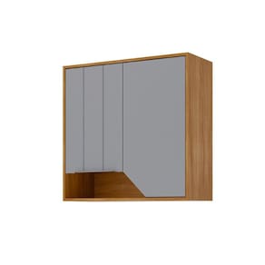 Armário Aéreo p/ Cozinha Celeste c/ 2 Portas 80cm Cinamomo/Platina - MGM