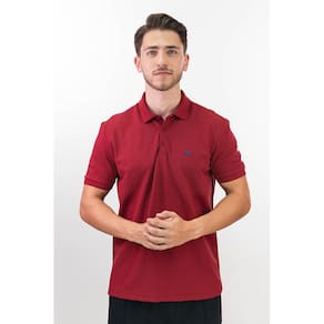 Polo Masculina Piquet com Bordado Urso Bordo Winery