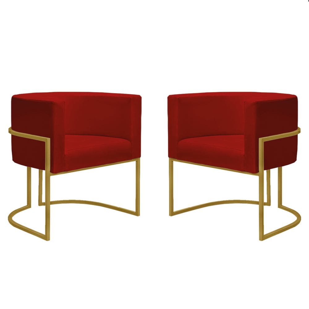 2 Poltr. Decorativa Nayara Base Ferro Dourado Suede Marsala