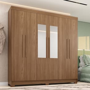 Guarda-Roupa Casal 6 Portas 2 Gavetas Com Espelho 194,40cm Horácio Estilo MM