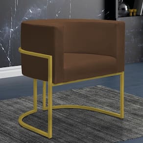 Poltrona Decorativa Sala Nayara Base Ferro Dourado Suede