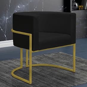 Poltrona Decorativa Sala Nayara Base Ferro Dourado Suede