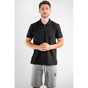 Polo Masculina Piquet Básica Lisa Preta