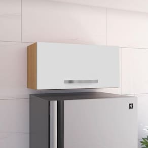 Armário Aéreo de Cozinha Ambiente 1 Porta Amêndoa Branco - AJL