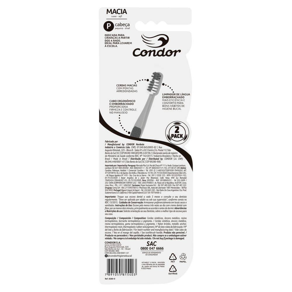 Escova Dental Hot Wheels Condor Júnior 2un Macia