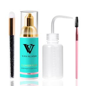 Kit de Shampoo para Cílios e Escova de Limpeza Vavalash Lash Extensions 60ml