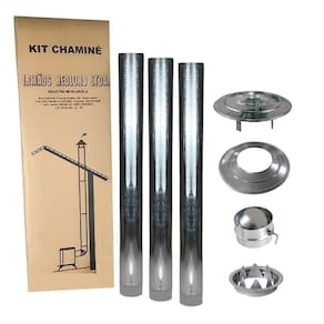 Kit Chaminé Para Fogão A Lenha 3 Canos 1m + Chapéu + Acabamento + Anel Universal + Anel Borboleta Galvanizado 115mm Nº1