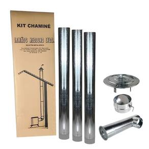 Kit Chaminé Para Fogão A Lenha 3 Canos 1m + Joelho + Chapéu + Anel Borboleta Galvanizado 110mm Nº1 - Hedlund
