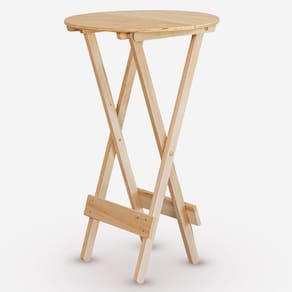 Mesa Bistrô Dobrável Redonda Em Eucalipto Sem Pintura