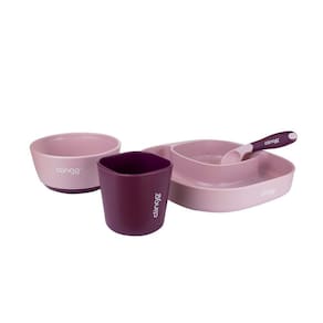 Kit Alimentação 4 Peças Com Colher Termossensível, Prato, Tigela E Copo - Rosa