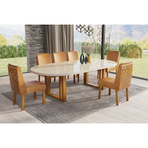 Conjunto de Mesa Fluence e 6 Cadeiras Alana para Sala de Jantar Bom Pastor