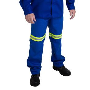 Calça Profissional Metade Elástico com Faixa Refletiva Cor Azul Royal