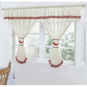 Cortina de Cozinha para Janela 2,00m x 1,30m Pimenta Palha