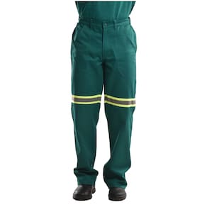 Calça Profissional Metade Elástico com Faixa Refletiva cor Verde