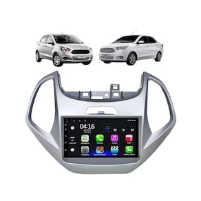 Kit Multimidia Ka 2014 / 2018 Mold Prata Android 7 Pol 2/32GB GPS Carplay - 701KC First Option