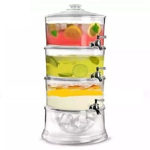 Suqueira Tripla Acrilica 10 Litros Kit Dispenser 3 Em 1 Independente Empilhavel Para Agua E Suco Uso Em Hotel Eventos Re