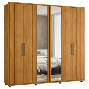 Guarda Roupa Casal 250cm Com Espelho Vibe Cinamomo Z10 - Mpozenato