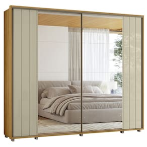 Guarda Roupa Casal 278cm 2 Portas 8 Espelhos Mya Opala/Cumaru Z10 - Mpozenato