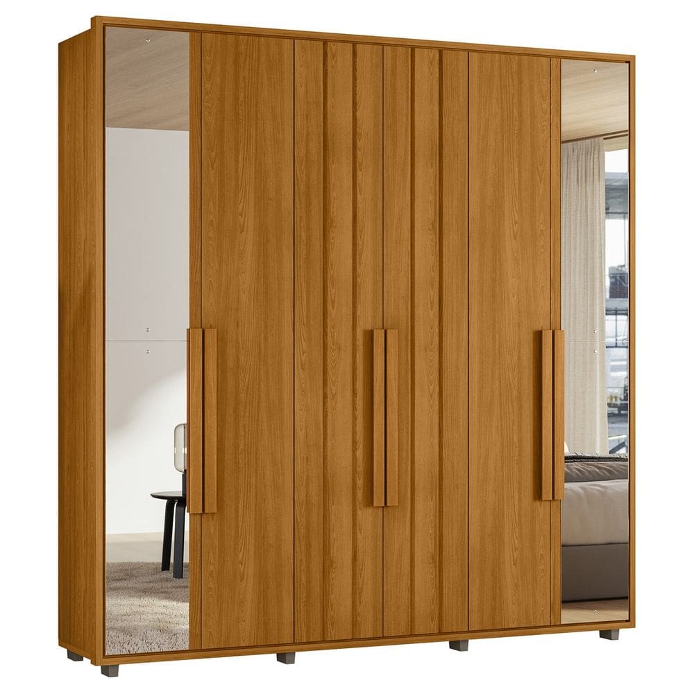 Guarda Roupa Casal 230cm Com Espelho Barok Cinamomo Z10 - Mpozenato