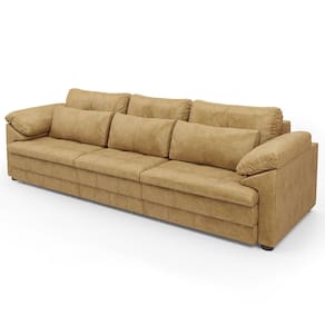 Sofá Retrátil 4 Lugares Para Sala 332cm Dijon Couro Bege S07 - Mpozenato