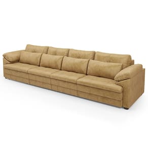 Sofá Retrátil 5 Lugares Para Sala 414cm Dijon Couro Bege S07 - Mpozenato
