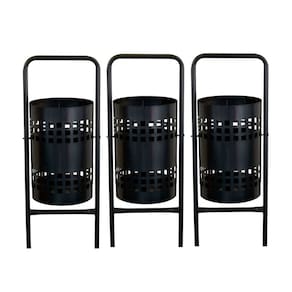 Kit 3 Lixeiras Pátios Parques Calçada Rua Redonda Tela 113cm