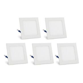 Kit 5 Painel Embutir Quadrado 24W Branco Frio - 29,2x29,2cm