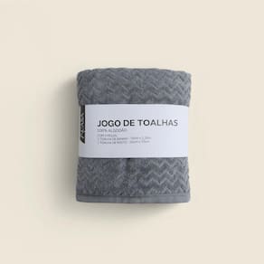 Jogo de Toalha Midelt Algodão c/2 Peças Cinza - A\CASA