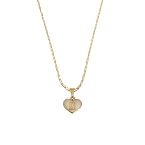 Colar Cartier 45Cm Coração Branco Letra K Banhado Ouro 18K