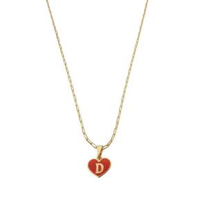 Colar Cartier 50Cm Coração Vermelho Letra D Banhado Ouro 18K