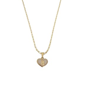 Colar Cartier 60Cm Coração Branco Letra B Banhado Ouro 18K