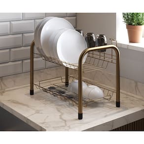 Escorredor de Louças Beliche Isabela com Porta Copos Dourado