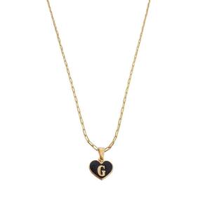 Colar Cartier 45Cm Coração Negro Letra G Banhado Ouro 18K