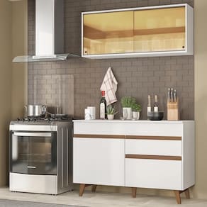 Cozinha Compacta Reims com Armário e Balcão Branco Madesa