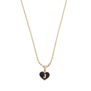 Colar Cartier 60Cm Coração Negro Letra J Banhado Ouro 18K