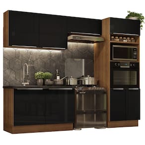 Cozinha Completa Madesa Lux Armário E Balcão - Rustic/preto